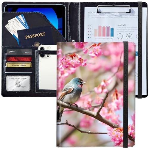Padfolio/Portfolio Ordner Zwischenablage, Niedliche Vögel Rosa Kirschen Personalisierte Leder Portfolio Padfolio W/CV Dokument Organizer Brief Größe A4 Schreibpad Visitenkartenhalter für Männer Frauen Padfolio/Portfolio Ordner Zwischenablage, Niedliche Vögel Rosa Kirschen Personalisierte Leder Portfolio Padfolio W/CV Dokument Organizer Brief Größe A4 Schreibpad Visitenkartenhalter für Männer Frauen von Decahouy