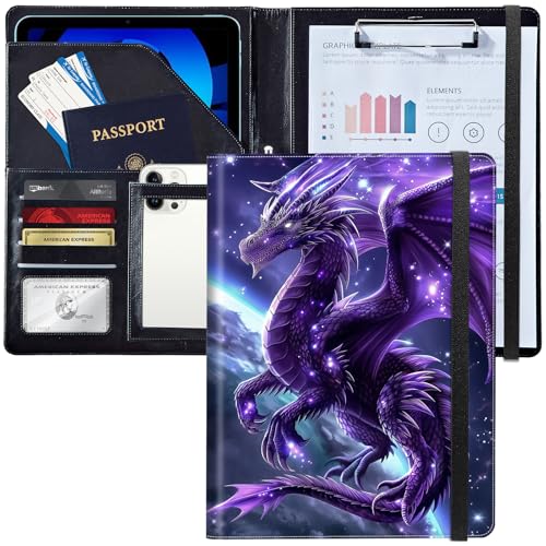 Padfolio/Portfolio Ordner Zwischenablage, Personalisierte Leder Portfolio Padfolio W/CV Dokument Organizer Brief Größe A4 Schreibpad Visitenkartenhalter für Männer Frauen, Majestätischer Lila Drache Padfolio/Portfolio Ordner Zwischenablage, Personalisierte Leder Portfolio Padfolio W/CV Dokument Organizer Brief Größe A4 Schreibpad Visitenkartenhalter für Männer Frauen, Majestätischer Lila Drache von Decahouy