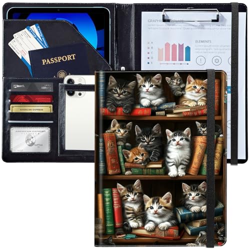 Padfolio/Portfolio Ordner Zwischenablage, Personalisierte Leder Portfolio Padfolio W/CV Dokument Organizer Brief Größe A4 Schreibpad Visitenkartenhalter für Männer Frauen, Vintage Bücherregal und Padfolio/Portfolio Ordner Zwischenablage, Personalisierte Leder Portfolio Padfolio W/CV Dokument Organizer Brief Größe A4 Schreibpad Visitenkartenhalter für Männer Frauen, Vintage Bücherregal und von Decahouy
