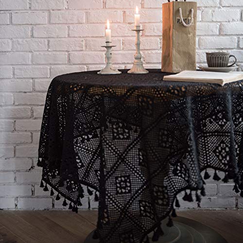 60-220cm Gothic Black Lace Tischdecke Runde Tischdecke Häkeln Stricken Klavier Handtuch Cover Tischdekoration für Esszimmer Hintergrund Tuch 140x140cm SCHWARZ 60-220cm Gothic Black Lace Tischdecke Runde Tischdecke Häkeln Stricken Klavier Handtuch Cover Tischdekoration für Esszimmer Hintergrund Tuch 140x140cm SCHWARZ von Decanyue