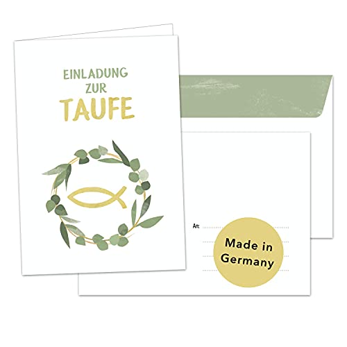 Decento® Einladung Taufe - 8 Klappkarten mit Umschlag - Taufeinladungen für Jungen und Mädchen - Einladungskarten zum Ausfüllen und Beschriften von Decento