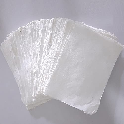 Handgefertigtes Blanko-Papier mit Büttenrand, gemischte Medien, Kalligraphie, Aquarell, Postkarten, Einladungen, Bastelarbeiten und Ankündigungen, dick, 150 g/m², Packung mit 100 Blatt (12,7 x 7,6 cm, von Deckle Papers