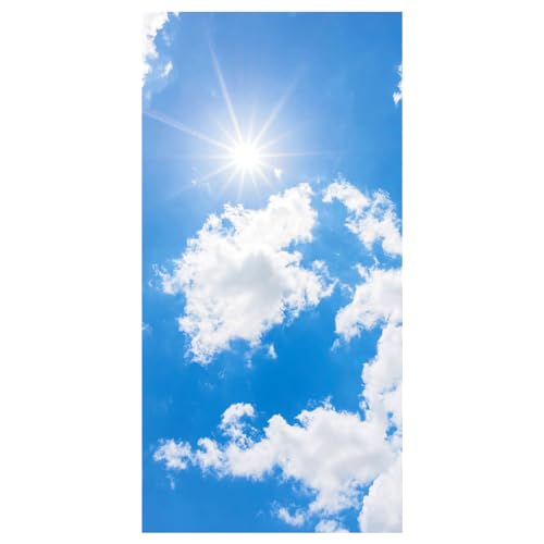 Deco Woerner Textilbanner blauer Wolkenhimmel 1 x 2 m mit Hohlsaum schwer entflammbar UV best von Deco Woerner