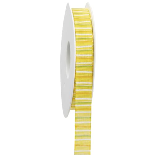 Geschenkband aus 100% Baumwolle mit Streifen, gelb von Deco Woerner