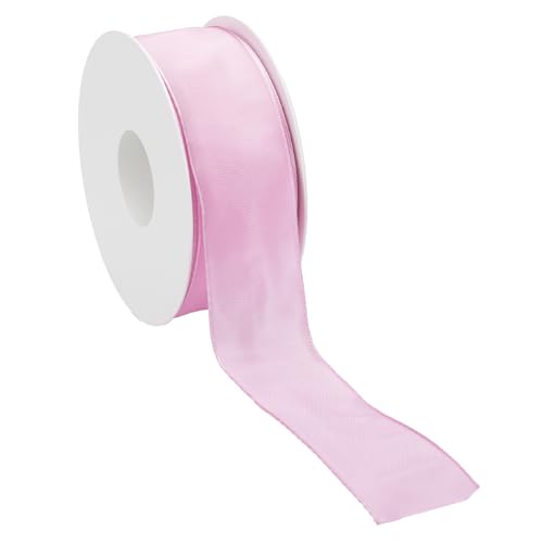 Geschenkband mit Drahtkante 40 mm x 25 m Stoffband rosa Deko-Geschenkband aus Polyester von Deco Woerner