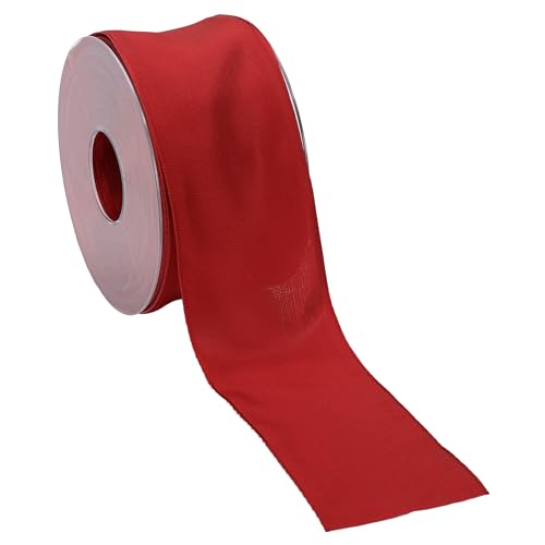 Geschenkband mit Drahtkante 60 mm x 25 m Stoffband rot Deko-Geschenkband aus Polyester Geschenkverpackung Schleifenband Deko-Band Stoffband Satinband mit Drahtkante von Deco Woerner