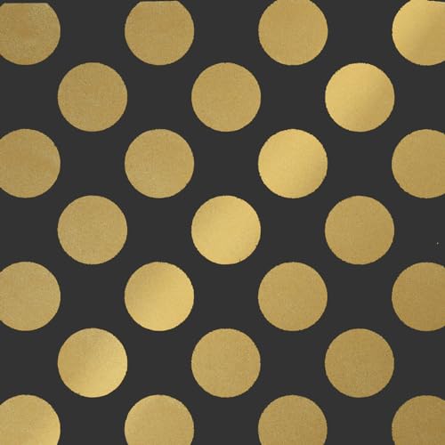 Umweltfreundliches schwarzes Geschenkpapier mit goldenen Punkten 50 cm x 50 m Rolle Geschenk-Verpackung von Deco Woerner
