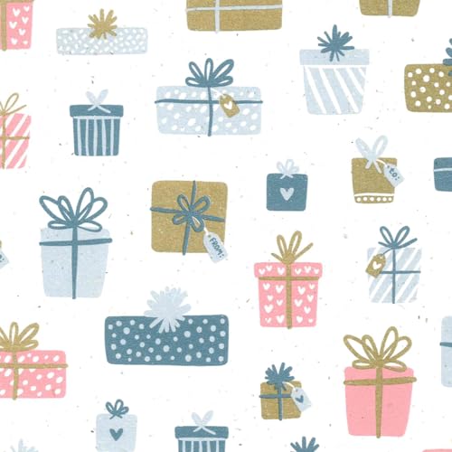 Weißes Geschenk-Papier mit pastelfarbenem Geschenk-Muster 50 cm x 50 m Rolle Geschenk-Verpackung Weißes Geschenk-Papier mit pastelfarbenem Geschenk-Muster 50 cm x 50 m Rolle Geschenk-Verpackung von Deco Woerner