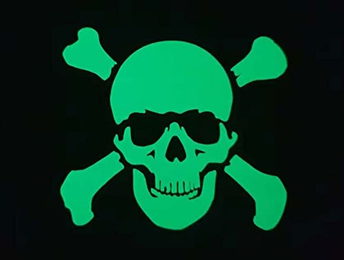 Leuchtaufkleber, leuchtender Totenkopf, Wandtattoo, Leuchtsticker, Kinderzimmer, Jugendzimmer, Schlafzimmer, fluoreszierend, selbstleuchtend (S: Längere Seite ca. 6cm) von Deco-idea