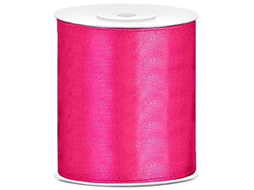 SATINBAND 25m x 100mm 10cm breit Geschenkband Band Satin Hochzeit Tischläufer (fuchsia) von Deco