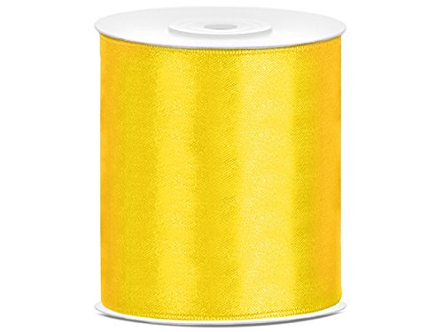 Deco Satinband 25m x 100mm 10cm breit Geschenkband Band Satin Hochzeit Tischläufer (gelb) von Deco
