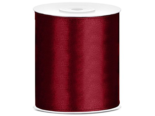 SATINBAND 25m x 100mm 10cm breit Geschenkband Band Satin Hochzeit Tischläufer (bordeaux) von Deco