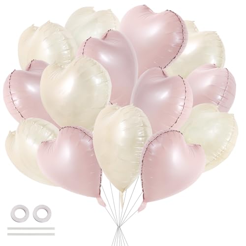 DecoGlee 30 Stück 45,7 cm Pastellrosa cremeweiße Herzballons Valentinstag Herzform Folie Mylar Ballons Dekoration für Valentinstag, Hochzeit, Brautparty, Jahrestag, Verlobung, Partyzubehör DecoGlee 30 Stück 45,7 cm Pastellrosa cremeweiße Herzballons Valentinstag Herzform Folie Mylar Ballons Dekoration für Valentinstag, Hochzeit, Brautparty, Jahrestag, Verlobung, Partyzubehör von DecoGlee