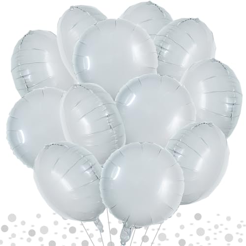 DecoGlee 30 Stück 45,7 cm große, weiße, runde Folienballons, große weiße Kreise, Helium-Mylar-Ballons für Geburtstag, Hochzeit, Babyparty, Jahrestag, Verlobung, Party, Dekorationen DecoGlee 30 Stück 45,7 cm große, weiße, runde Folienballons, große weiße Kreise, Helium-Mylar-Ballons für Geburtstag, Hochzeit, Babyparty, Jahrestag, Verlobung, Party, Dekorationen von DecoGlee