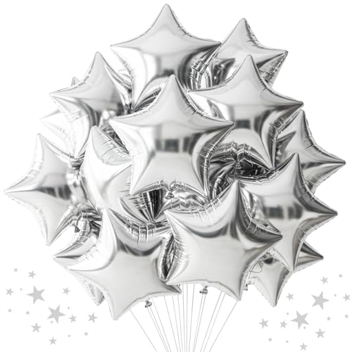 DecoGlee 30 Stück 45,7 cm große silberne Sternförmige Folienballons mit großen silbernen Sternen, Helium-Mylar-Ballons für Geburtstag, Hochzeit, Babyparty, Jahrestag, Verlobung, Party, Dekorationen DecoGlee 30 Stück 45,7 cm große silberne Sternförmige Folienballons mit großen silbernen Sternen, Helium-Mylar-Ballons für Geburtstag, Hochzeit, Babyparty, Jahrestag, Verlobung, Party, Dekorationen von DecoGlee