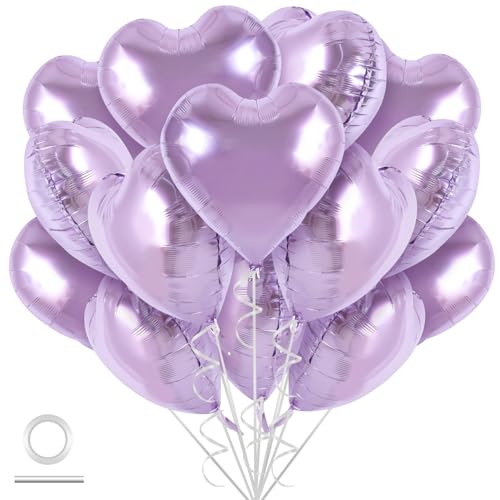 DecoGlee 30 Stück 45,7 cm hellviolette Herzballons in Herzform, Folienballons aus Mylar, Dekoration für Geburtstag, Valentinstag, Hochzeit, Brautparty, Jahrestag, Verlobung, Partyzubehör DecoGlee 30 Stück 45,7 cm hellviolette Herzballons in Herzform, Folienballons aus Mylar, Dekoration für Geburtstag, Valentinstag, Hochzeit, Brautparty, Jahrestag, Verlobung, Partyzubehör von DecoGlee