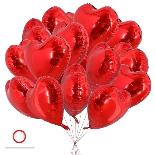 DecoGlee 30 Stück 45,7 cm rote Herzballons Valentinstag Herzform Folie Mylar Ballons Dekoration für romantischen Valentinstag, Hochzeit, Brautparty, Jahrestag, Verlobung, Partyzubehör DecoGlee 30 Stück 45,7 cm rote Herzballons Valentinstag Herzform Folie Mylar Ballons Dekoration für romantischen Valentinstag, Hochzeit, Brautparty, Jahrestag, Verlobung, Partyzubehör von DecoGlee