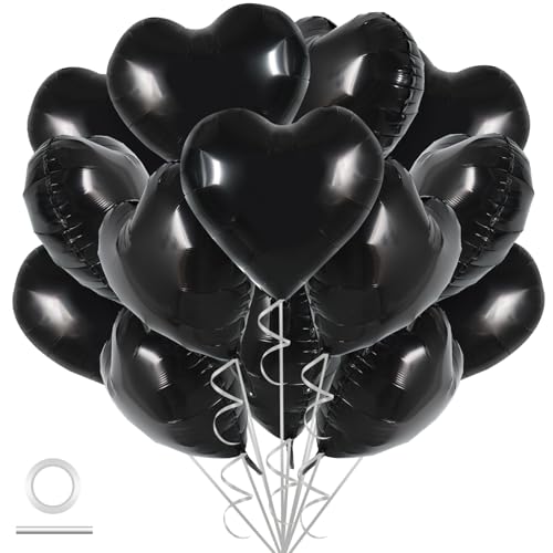 DecoGlee 30 Stück 45,7 cm schwarze Herzballons aus Mylar-Folie, Dekoration für Geburtstag, Valentinstag, Hochzeit, Brautparty, Jahrestag, Verlobung, Partyzubehör DecoGlee 30 Stück 45,7 cm schwarze Herzballons aus Mylar-Folie, Dekoration für Geburtstag, Valentinstag, Hochzeit, Brautparty, Jahrestag, Verlobung, Partyzubehör von DecoGlee