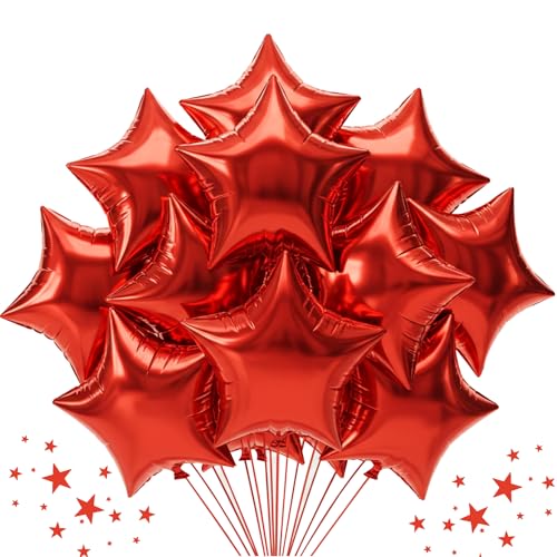 DecoGlee Folienballons in Sternform, 45,7 cm, große rote Sterne, Helium-Mylar-Ballons für Geburtstag, Hochzeit, Babyparty, Jahrestag, Verlobung, Party, Dekorationen, Zubehör, 30 Stück DecoGlee Folienballons in Sternform, 45,7 cm, große rote Sterne, Helium-Mylar-Ballons für Geburtstag, Hochzeit, Babyparty, Jahrestag, Verlobung, Party, Dekorationen, Zubehör, 30 Stück von DecoGlee