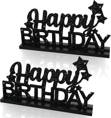 DecoGlee Glitzernde schwarze Buchstaben "Happy Birthday"-Schild, Tafelaufsätze für Tisch, Geburtstag, Partyzubehör, Geburtstagsgeschenke, Dekoration für 30., 40., 50., 60., 70., 80., 90., 100. DecoGlee Glitzernde schwarze Buchstaben "Happy Birthday"-Schild, Tafelaufsätze für Tisch, Geburtstag, Partyzubehör, Geburtstagsgeschenke, Dekoration für 30., 40., 50., 60., 70., 80., 90., 100. von DecoGlee