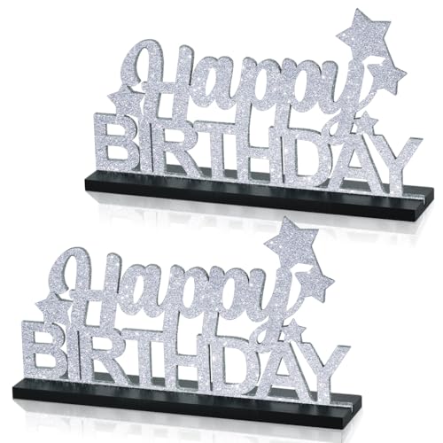 DecoGlee Glitzerndes Silberbuchstaben "Happy Birthday", Tafelaufsätze für Tisch, Geburtstag, Partyzubehör, Geburtstagsgeschenke, Dekoration für 30., 40., 50., 60., 70., 80., 90., 100. Geburtstag, DecoGlee Glitzerndes Silberbuchstaben "Happy Birthday", Tafelaufsätze für Tisch, Geburtstag, Partyzubehör, Geburtstagsgeschenke, Dekoration für 30., 40., 50., 60., 70., 80., 90., 100. Geburtstag, von DecoGlee