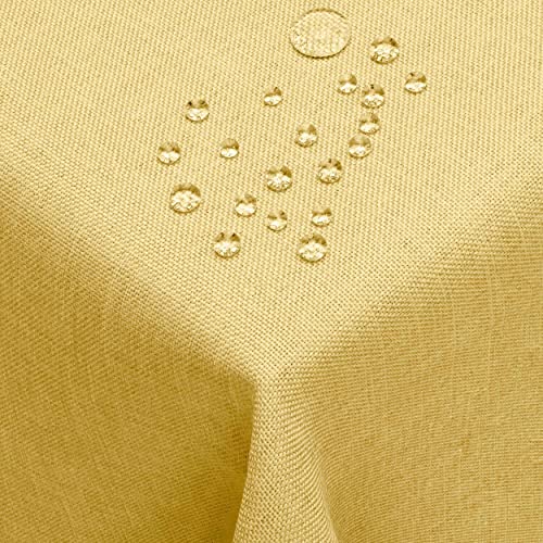 DecoHomeTextil Leinen Optik Farbe Größe wählbar - Eckig 90 x 90 BZW.90x90 BZW. 90x90 cm Gelb mit Lotus Effekt Tischdecke mit Fleckschutz Gelb TD Eckig von DecoHomeTextil Heimtextilmanufaktur