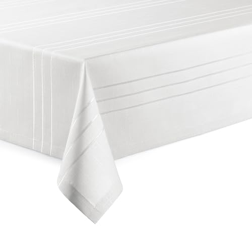 Hochwertige Tischdecke mit Saumrand Eleganza Weiß Eckig 110 x 140 cm pflegeleicht von DecoHomeTextil Heimtextilmanufaktur