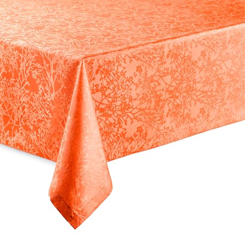 Hochwertige Tischdecke mit Saumrand Harmony Terra Orange Eckig 130 x 260 cm pflegeleicht von DecoHomeTextil Heimtextilmanufaktur