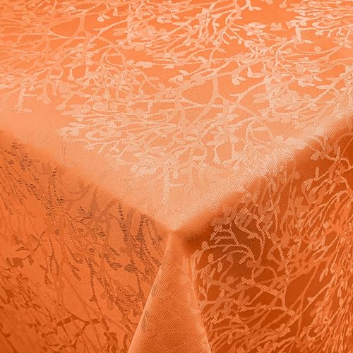 Hochwertige Tischdecke mit Saumrand Harmony Terra Orange Eckig 130 x 260 cm pflegeleicht von DecoHomeTextil Heimtextilmanufaktur
