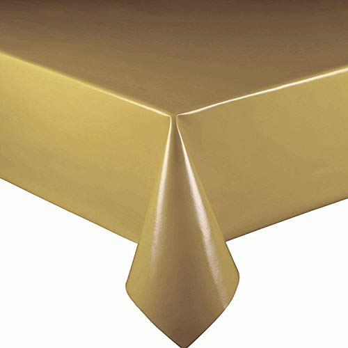 Lacktischdecke Wachstuch Wachstischdecke Tischdecke Gartentischdecke Gold Breite & Länge wählbar 120 x 320 cm Eckig abwaschbar von DecoHomeTextil Heimtextilmanufaktur