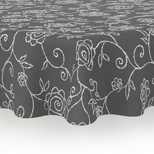 Miami Gartentischdecke Tischdecke Meterware Outdoortischdecke Campingtischdecke Mediterran Grau Oval 140 x 190 cm Outdoor Camping von DecoHomeTextil Heimtextilmanufaktur
