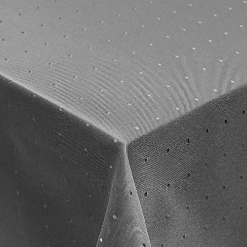 Punkte Muster Optik Tischdecke Größe, Form und Farbe wählbar Eckig 110 x 110 cm Dunkelgrau Damast Tafeldecke Pflegeleicht von DecoHomeTextil Heimtextilmanufaktur