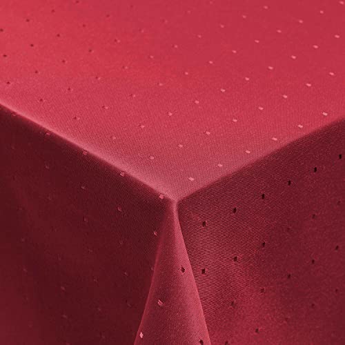Punkte Muster Optik Tischdecke Größe, Form und Farbe wählbar Eckig 130 x 300 cm Rot Damast Tafeldecke Pflegeleicht von DecoHomeTextil Heimtextilmanufaktur