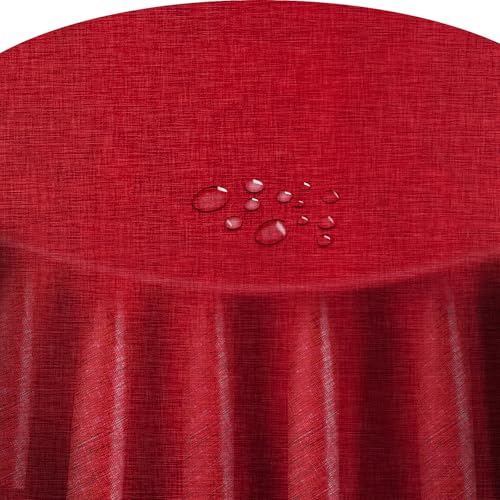 Tischdecke 100% Polyester mit Antirutsch-Funktion Uni Rot Oval 130 x 200 cm Tischwäsche von DecoHomeTextil Heimtextilmanufaktur