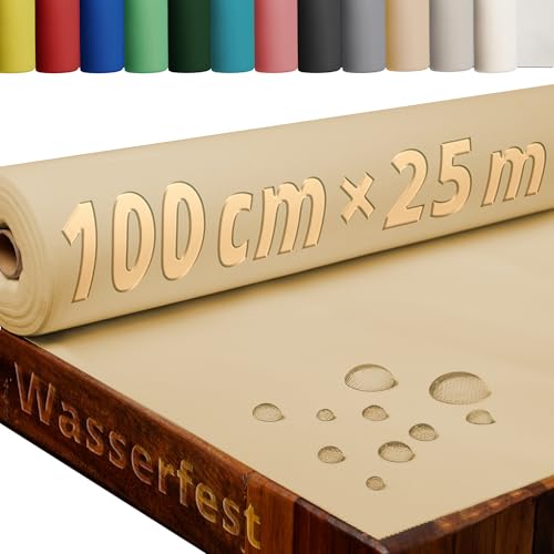 Tischdecke Rolle Tischdeckenrolle Vliesstoff Vlies Beige 1 x 25 m 80g/m² abwaschbar wasserabweisend von DecoHomeTextil Heimtextilmanufaktur