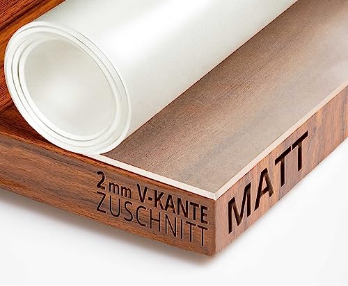Transparent Tischfolie Schutzfolie Folie leicht mattiert Abgeschrägte V-Kante Eckig 110 x 210 cm Tischdecke Maschinenzuschnitt von DecoHomeTextil Heimtextilmanufaktur