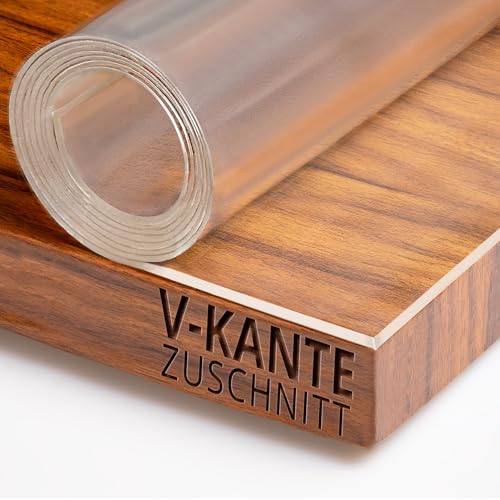 Transparent Tischfolie Schutzfolie Folie leicht mattiert Abgeschrägte V-Kante Eckig 40 x 40 cm Tischdecke Maschinenzuschnitt von DecoHomeTextil Heimtextilmanufaktur