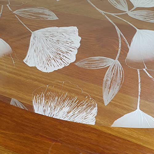 Transparente Folie Tischdecke Tischfolie Schutzfolie 0,2mm Größe wählbar Ginkgo Blätter Oval ca. 140 x 180 cm abwaschbar von DecoHomeTextil Heimtextilmanufaktur