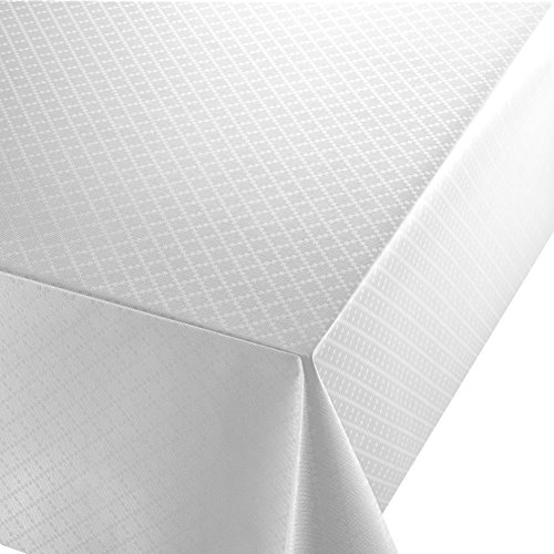 Wachstuch Diamant Relief Weiss Breite & Länge wählbar abwaschbare Tischdecke Eckig 110 x 280 cm von DecoHomeTextil Heimtextilmanufaktur