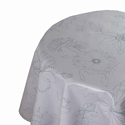 Wachstuch Tischdecke Wachstuchtischdecke Farbe und Größe wählbar d-c-fix Palmas Grau Rund 80 cm abwaschbare Gartentischdecke von DecoHomeTextil Heimtextilmanufaktur