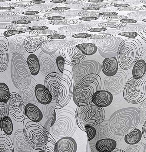 Wachstuch Wachstischdecke Tischdecke, Black and White Series mit Paspelband Florenz Eckig 130 x 160 cm, Abwaschbar von DecoHomeTextil Heimtextilmanufaktur