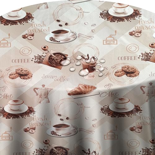 Wachstuch Wachstischdecke Tischdecke Croissant Coffee Cookie Rund 120 cm abwischbar Wachstuch Wachstischdecke Tischdecke Croissant Coffee Cookie Rund 120 cm abwischbar von DecoHomeTextil Heimtextilmanufaktur