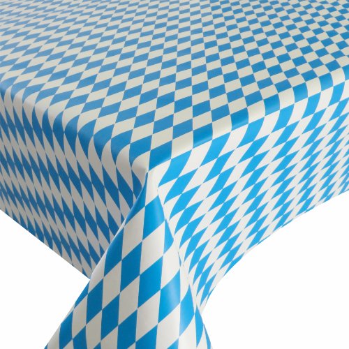 Wachstuch Wachstischdecke Tischdecke Gartentischdecke Bayrische Raute Blau Weiß Breite & Länge wählbar 100 x 400 cm Eckig abwaschbar von DecoHomeTextil Heimtextilmanufaktur