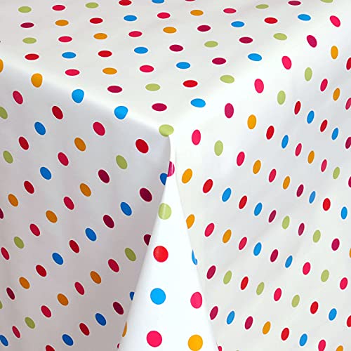 Wachstuch Wachstischdecke Tischdecke Gartentischdecke Bunte Punkte Eckig 130 x 160 cm abwaschbar gefaltet von DecoHomeTextil Heimtextilmanufaktur