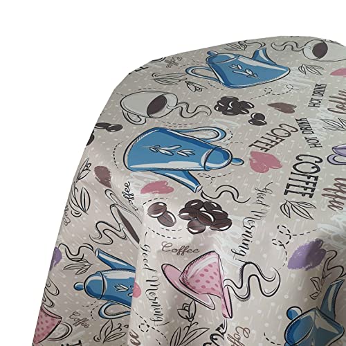 Wachstuch Wachstischdecke Tischdecke Gartentischdecke Farbe und Größe wählbar Good Morning Kaffee Rund 120 cm abwaschbare Wachstuchtischdecke von DecoHomeTextil Heimtextilmanufaktur