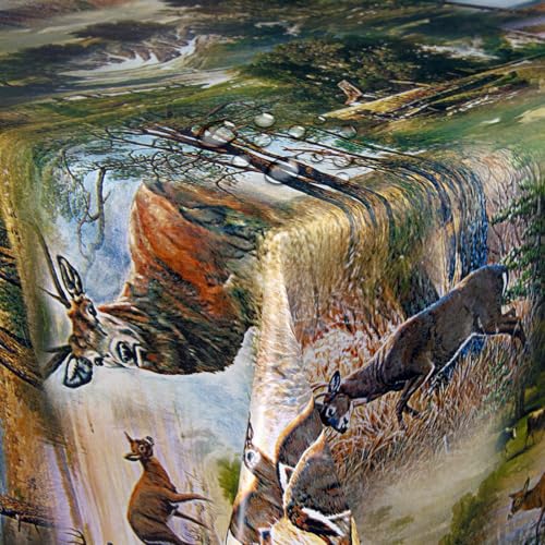 Wachstuch Wachstischdecke Tischdecke Gartentischdecke Größe wählbar Jagd Wild Eckig 130 x 120 cm abwaschbar von DecoHomeTextil Heimtextilmanufaktur