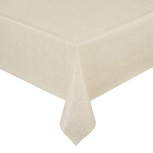 Wachstuch Wachstischdecke Tischdecke Gartentischdecke Lack Leinen Creme Beige Breite & Länge wählbar 120 x 210 cm Eckig abwaschbar von DecoHomeTextil Heimtextilmanufaktur