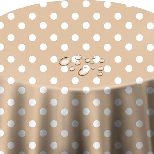 Wachstuch Wachstischdecke Tischdecke Punkte Beige Rund 110 cm abwischbar Wachstuch Wachstischdecke Tischdecke Punkte Beige Rund 110 cm abwischbar von DecoHomeTextil Heimtextilmanufaktur