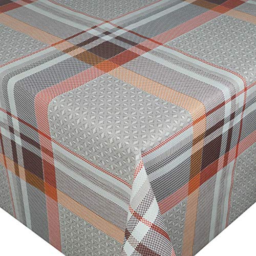 Wachstuch Wachstischdecke Tischdecke Robust Kariert Orange Beige Breite & Länge wählbar 110 x 110 cm Eckig abwaschbar von DecoHomeTextil Heimtextilmanufaktur