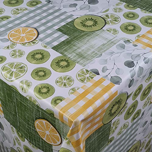 Wachstuch Wachstischdecke Tischdecke Vitamin C Orange Kiwi Eckig 110 x 150 cm Gartentischdecke abwaschbar von DecoHomeTextil Heimtextilmanufaktur